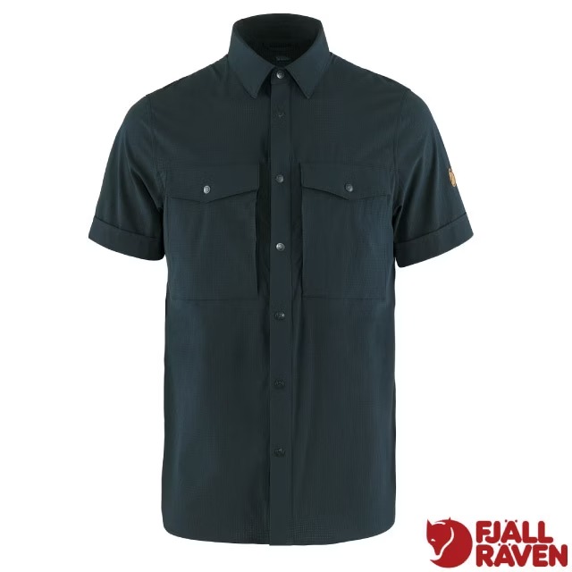 【Fjallraven 小狐狸】男 Abisko Trekking 輕量吸濕快乾彈性短袖襯衫/87939-555 暗深藍✿30E010